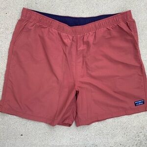 Men's LL Bean Swim Trunks Rust Red Solid Logo NO TAGS Drawstring Gym Unlined